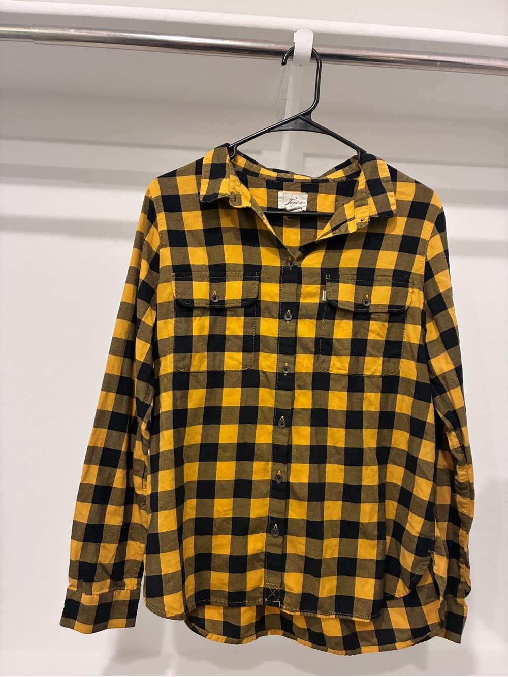 Levi’s Yellow Black Buffalo Plaid Flannel Button Down Shirt Medium